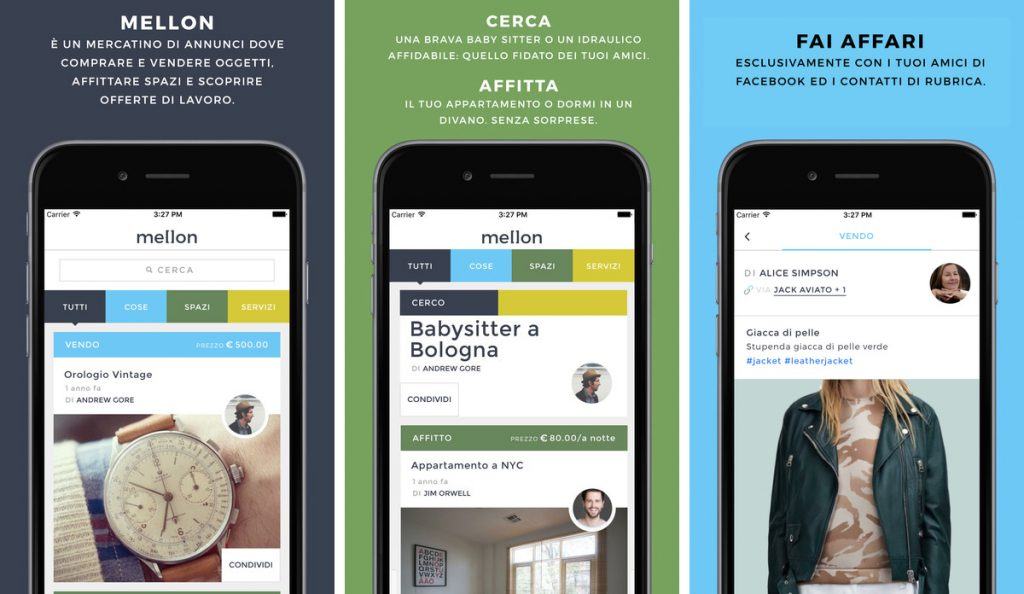 Mellon un mercatino dove pubblicare annunci alla nostra cerchia di amici! Mellon