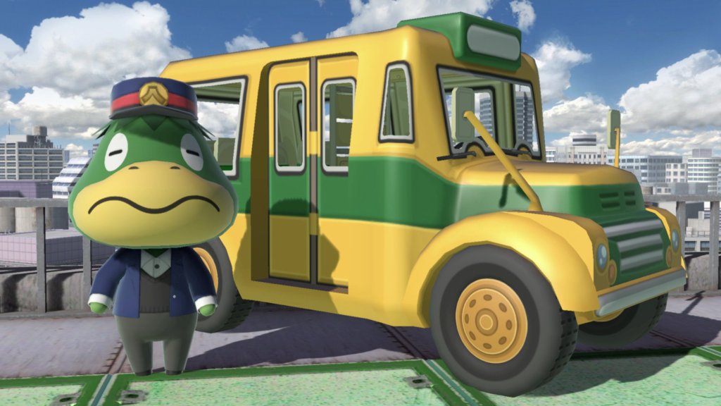 In super smash bros. Ultimate remo di animal crossing è alla guida di un autobus.