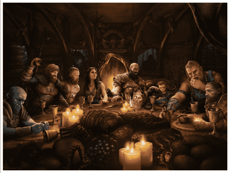 God of war, kratos festeggia il natale con "freya's dinner"