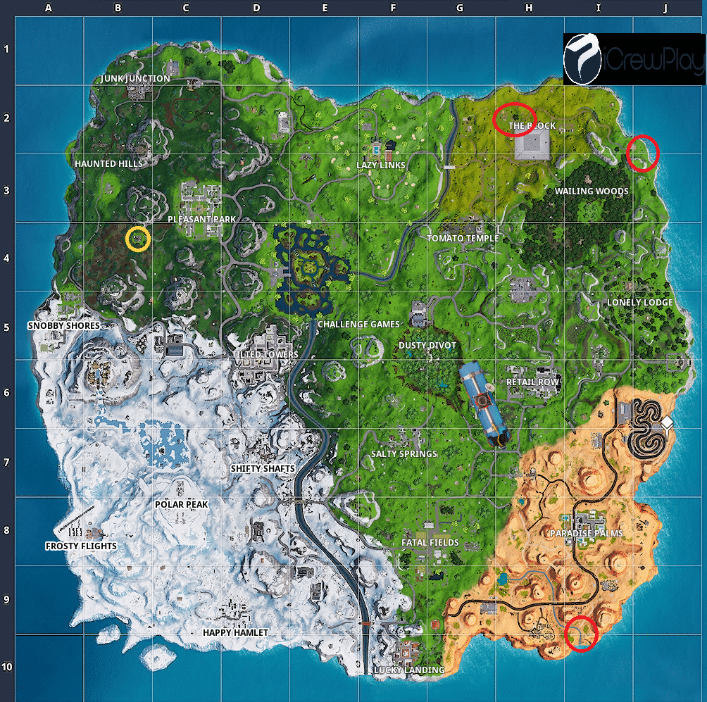 Mappa sfide FOrtnite Settimana 4 Stagione 7