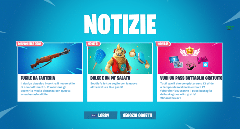 Fortnite: item shop del 17/02/2019