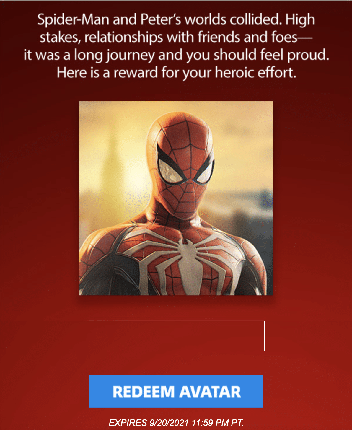 Marvel's Spider-Man ricompensa platino gioco platinato avatar gratis