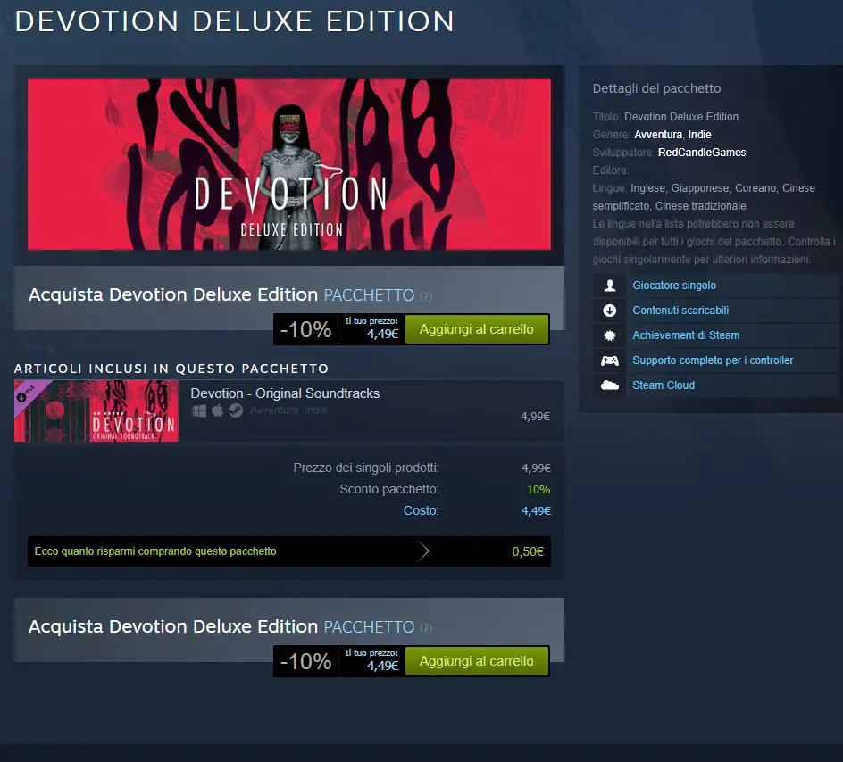 devotion rimosso da steam