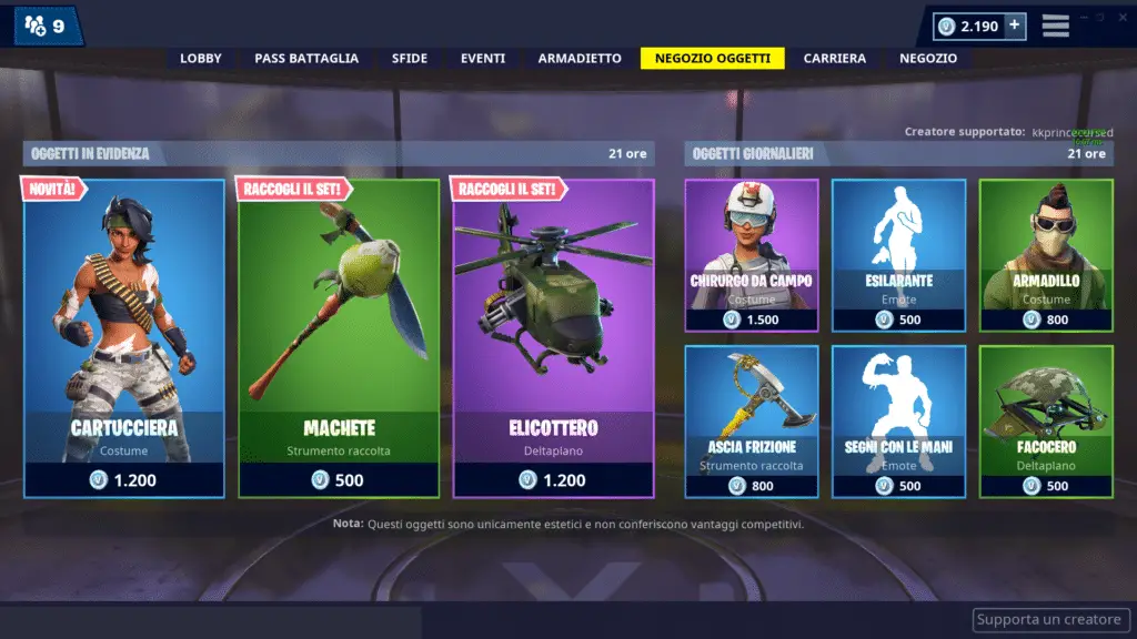 Fortnite: item shop del 10/03/2019