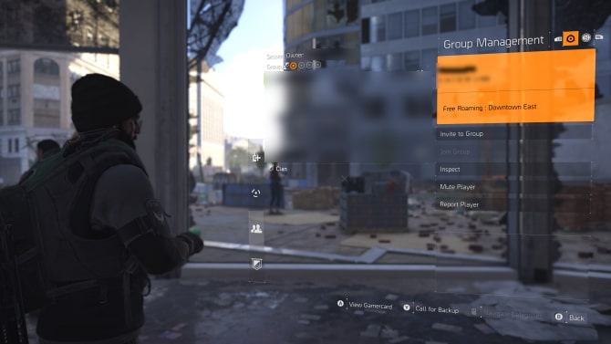 Menù relativo al Group Management in Tom Clancy's The Division 2