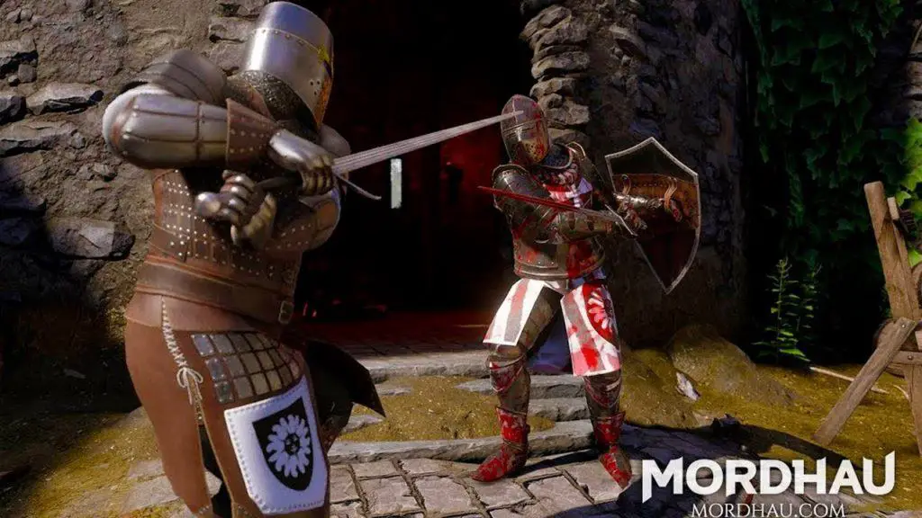 Un duello tra due cavalieri in Mordhau