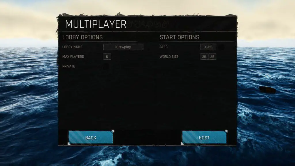 Impostazioni partita multiplayer in Waves of the Atlantide