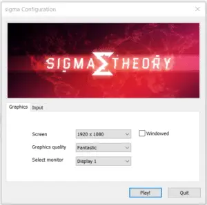 Impostazioni avvio di The Sigma Theory