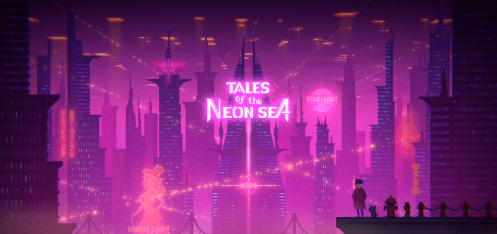 Tales of the neon sea, un investigativo in pixel-art Copertina di tales of the neon sea