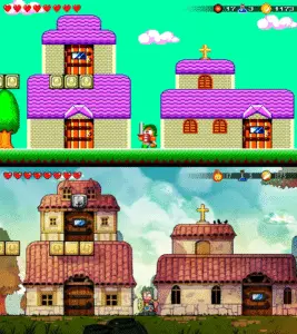 WONDER BOY THE DRAGON'S TRAP grafica a confronto