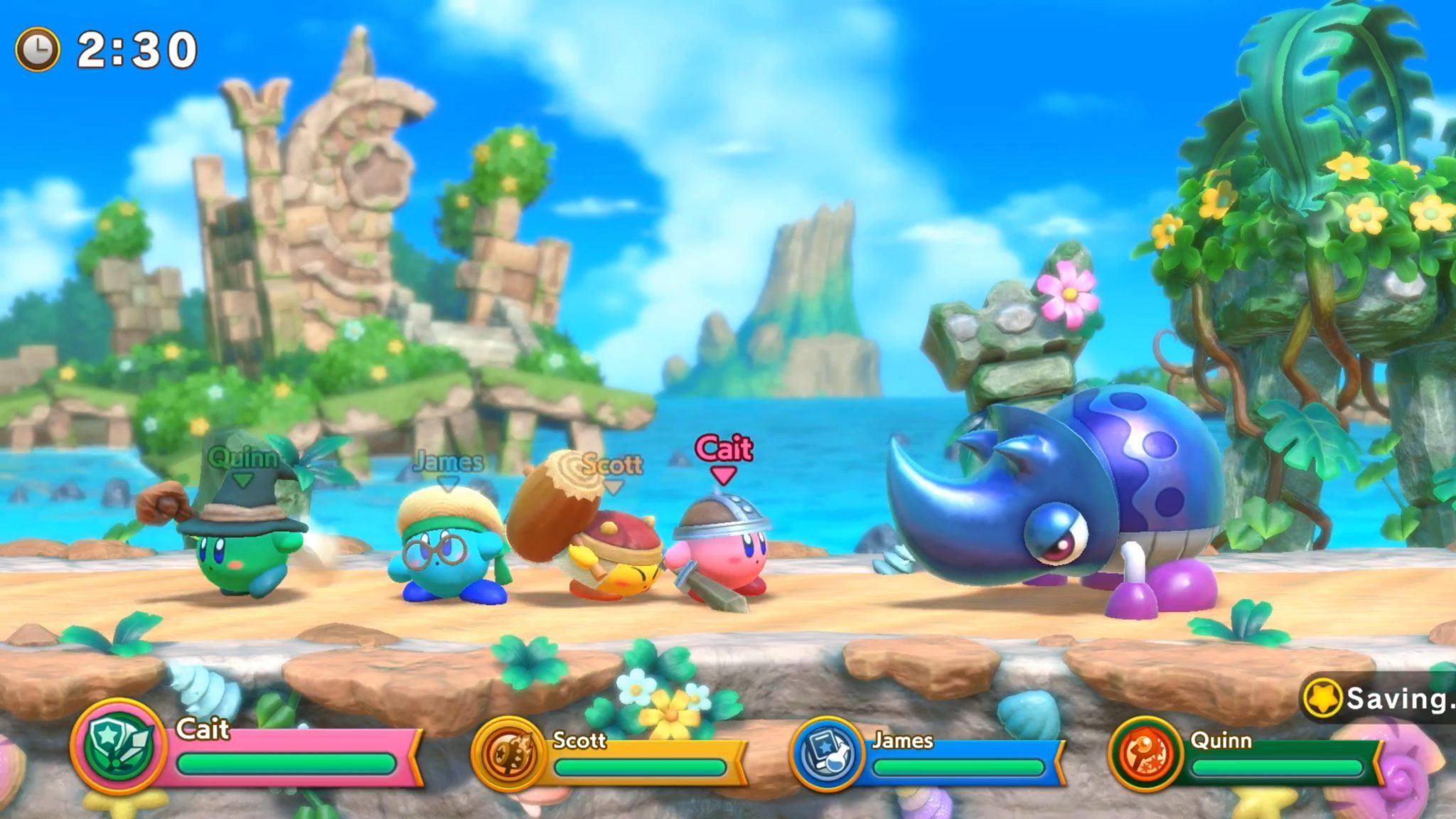 Uno screenshot di Super Kirby Clash in azione