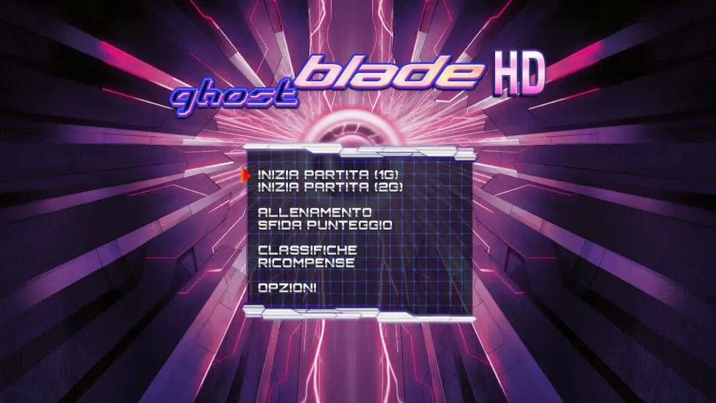 Il menù di selezione modalità in Ghost Blade HD