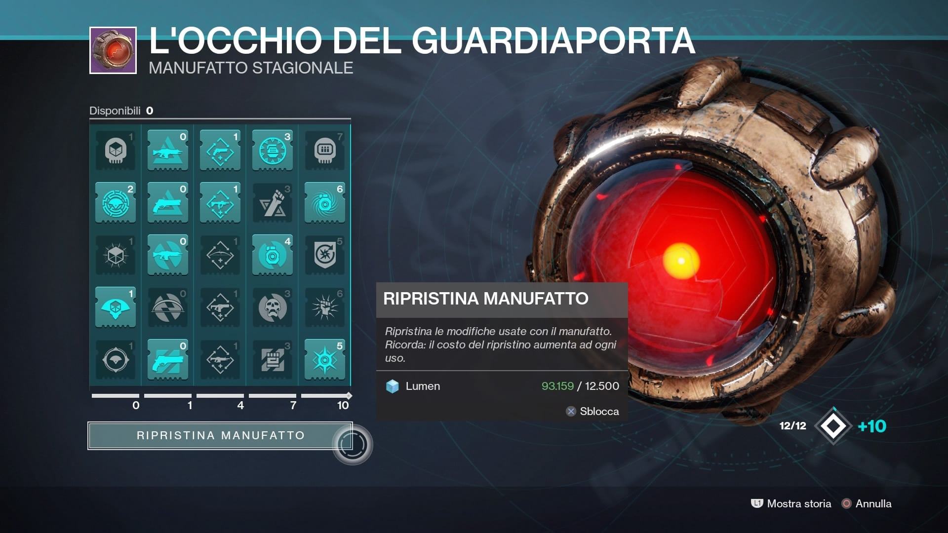 Destiny 2 Guida Manufatto Occhio del Guardiaporta Artefatto migliori Modifiche Mod Perk da sbloccare come usare 