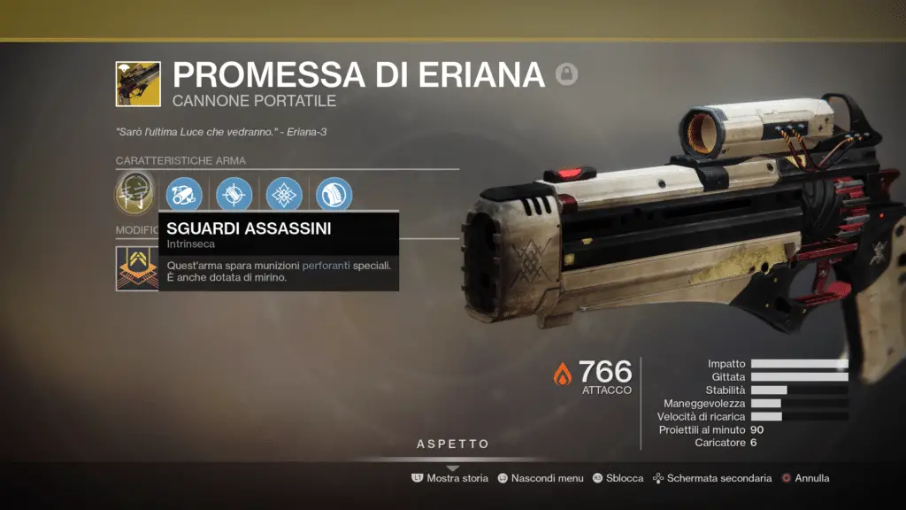 Destiny 2 ombre dal profondo promessa di eriana arma esotica perk guida gameplay