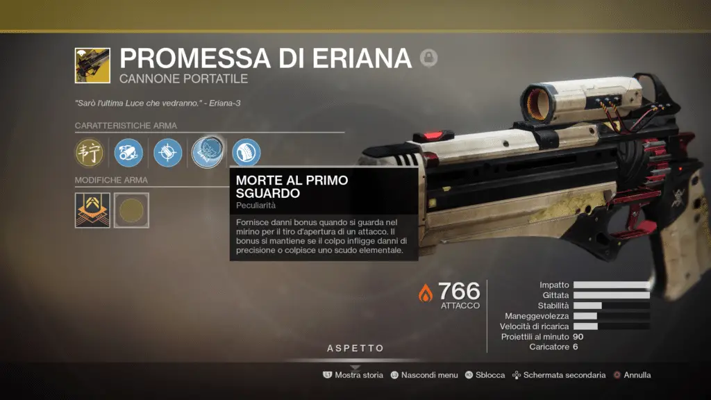 Destiny 2 ombre dal profondo promessa di eriana arma esotica perk guida gameplay