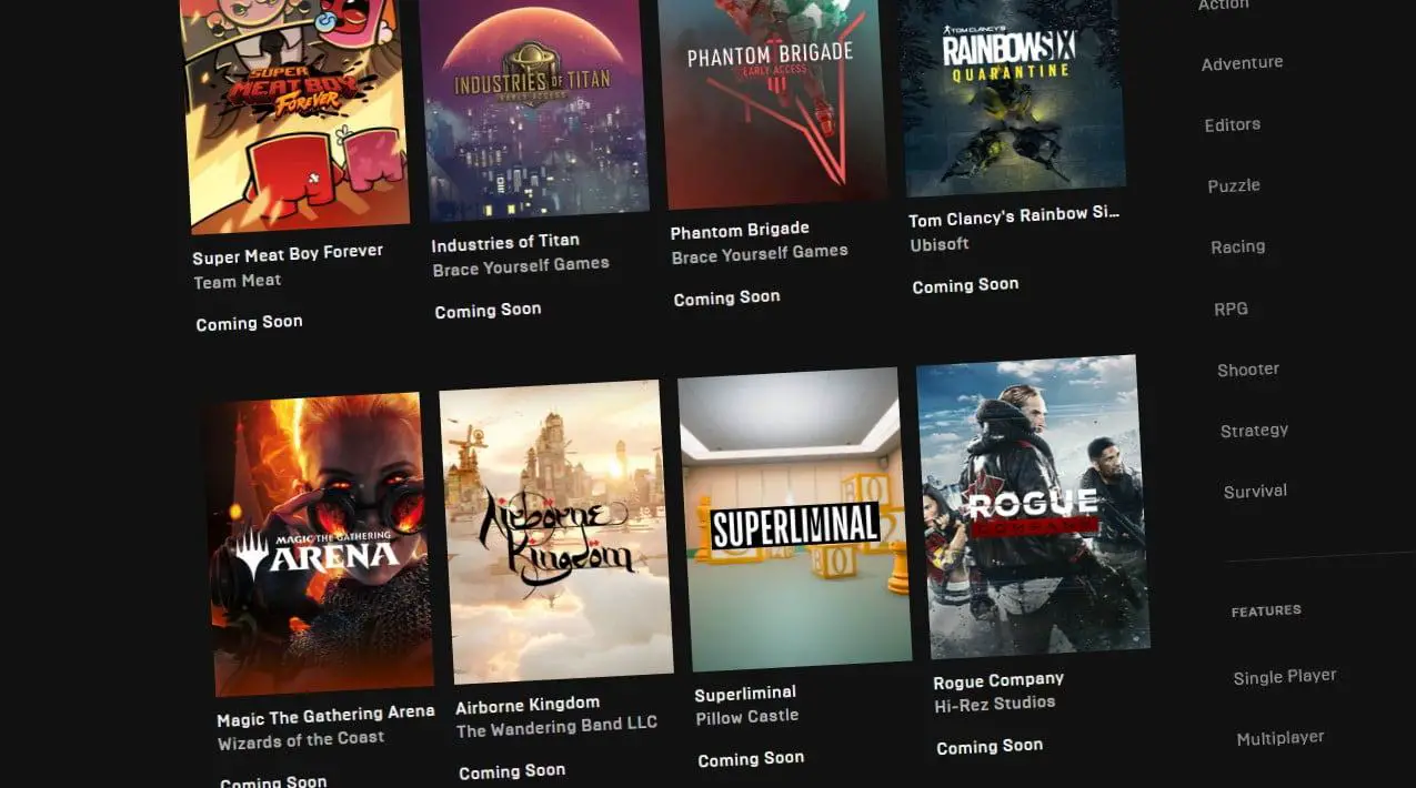 Epic Games Store ha pubblicato gli aggiornamenti del sito del mese di ottobre.