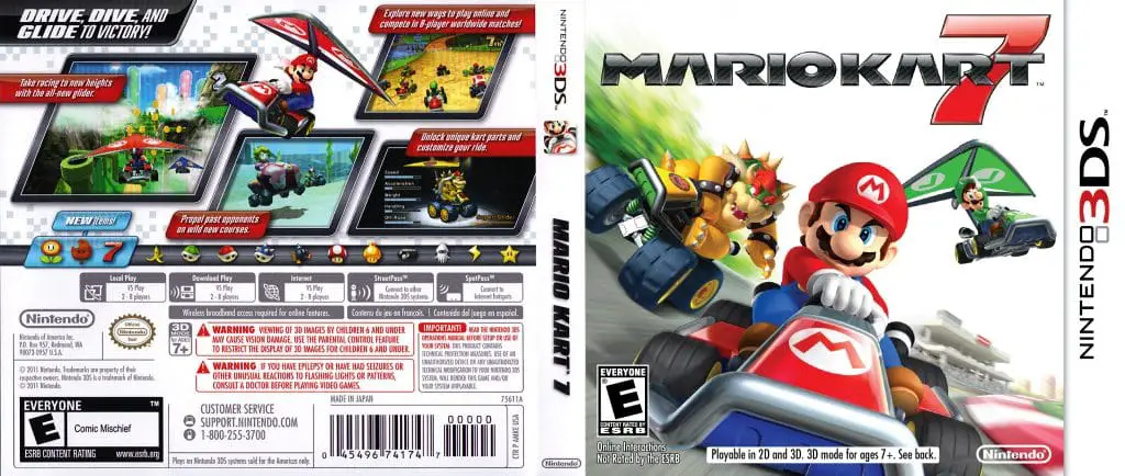 Copertina americana fronte-retro di Mario Kart 7