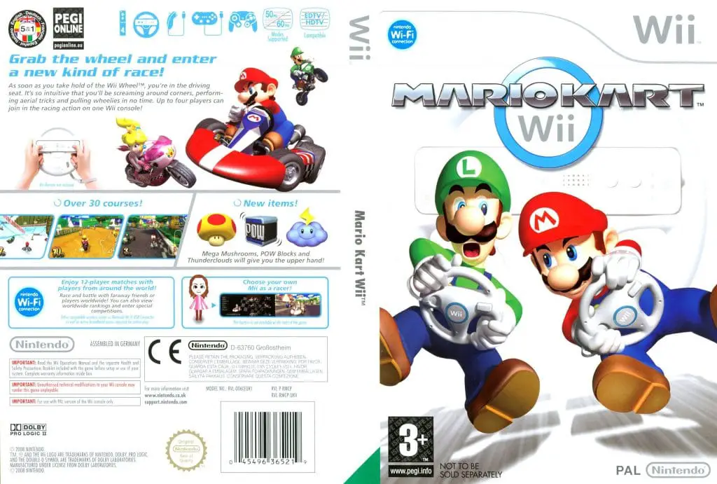 Copertina europea di Mario Kart Wii, versione britannica