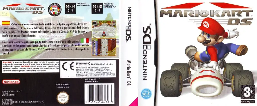 Copertina fronte-retro per Italia e Spagna di Mario Kart DS