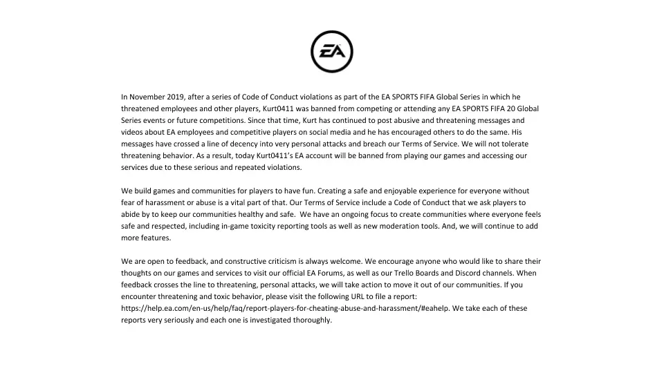 Pro Player bannato da EA per comportamento tossico