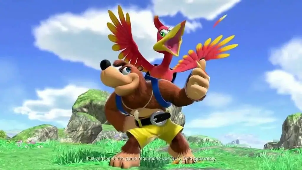 Banjo e Kazooie su Monte Spirale, come appaiono nel trailer d'annuncio: i primi personaggi da una IP occidentale visti in Super Smash Bros., hanno goduto del contributo del character designer originale Steve Mayles per risultare fedeli alle loro origini al 100%