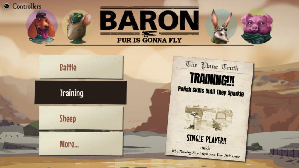Il menù principale di Baron: Fur is Gonna Fly.