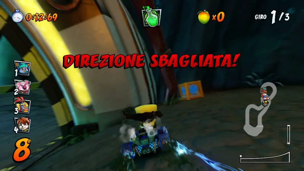 Classificazione: Facile. Note: Dopo il primo tunnel, guarda alla tua sinistra. La cassa Beenox è lì che aspetta solo te nello sterrato: sacrifica qualche posizione e riprendi la gara. La pista è tra le più tranquille del gioco, ed è tra le pochissime interamente prive di pericoli estranei alle armi.