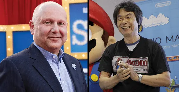 A sinistra, Chris Meledandri; a destra, Shigeru Miyamoto