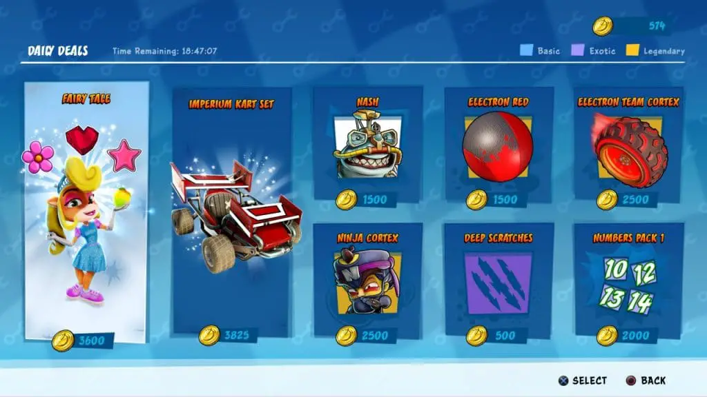 Screenshot risalente al periodo di lancio di Crash Team Racing Nitro-Fueled. Giocando offline, in media si guadagnano circa 50 monete per gara (weekend esclusi). I semini sono sempre stati lì, purtroppo.