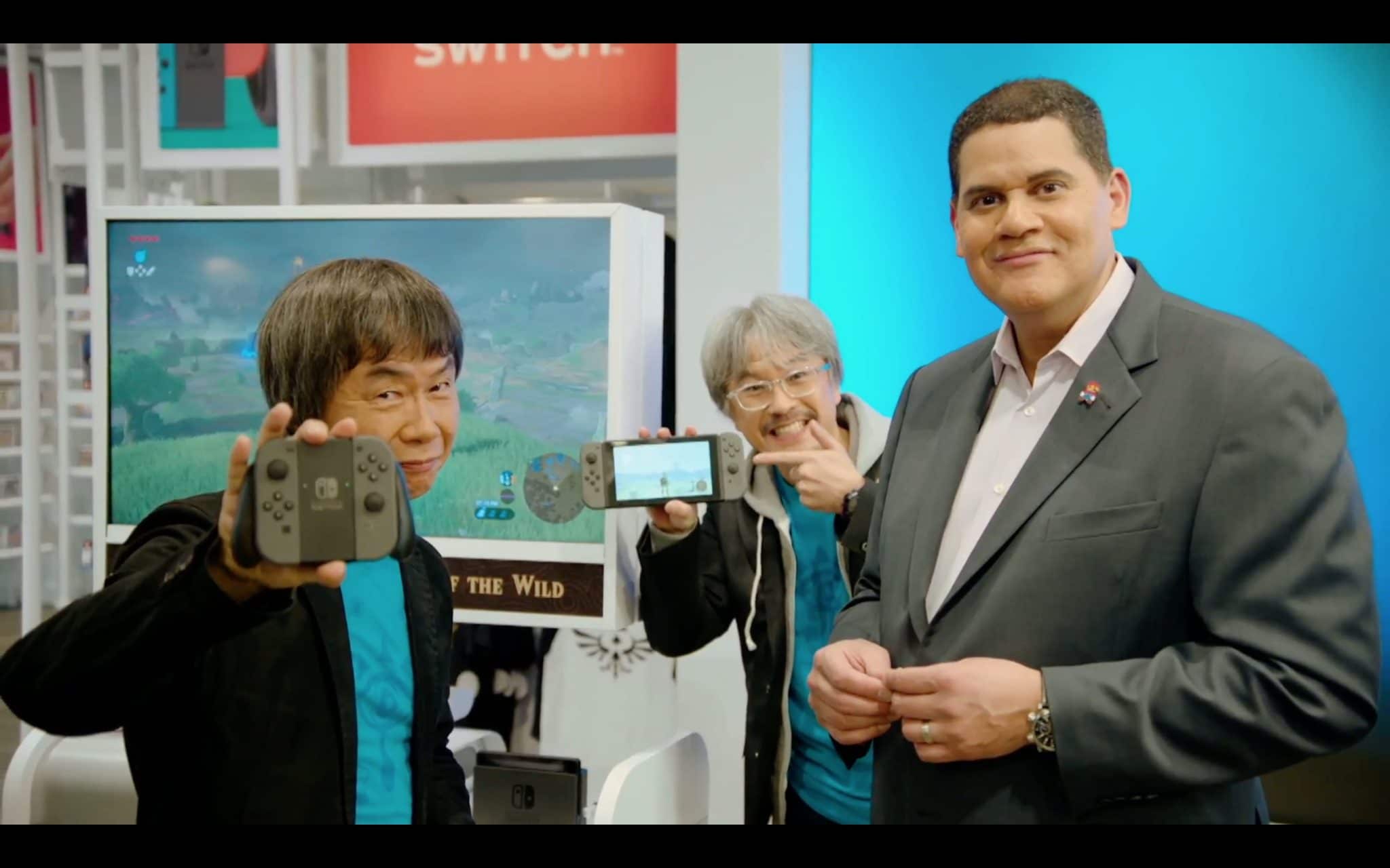 Foto di Shigeru Miyamoto, Eiji Aonuma e Reginald "Reggie" Fils-Aimé durante lo sviluppo di The Legend Of Zelda: Breath of The Wild