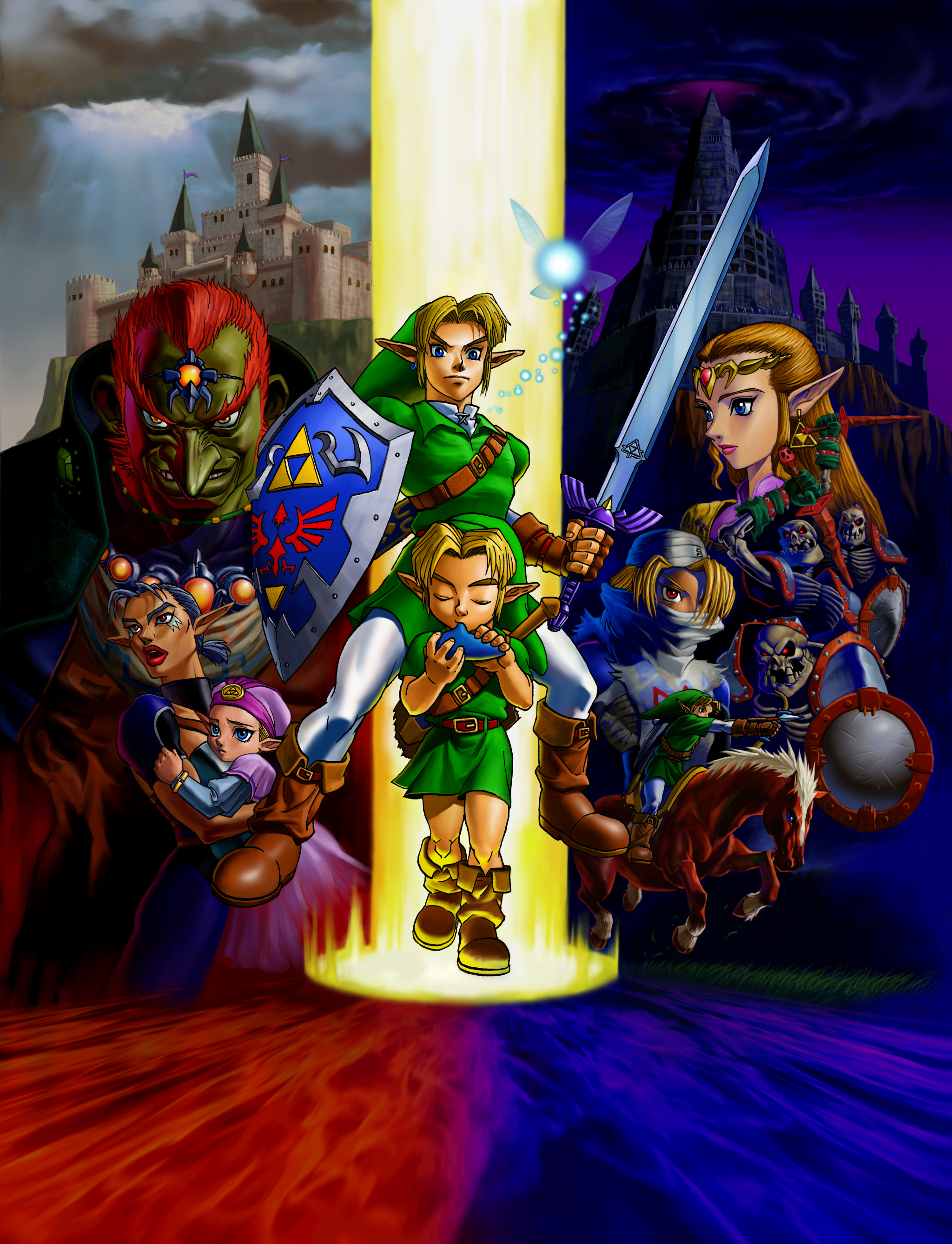 Una versione ad alta risoluzione dell'artwork di The Legend of Zelda: Ocarina of Time omaggiato in occasione del torneo online di Super Smash Bros. Ultimate.