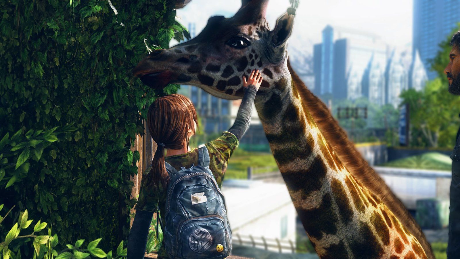 Ellie accarezza una giraffa in The Last of Us