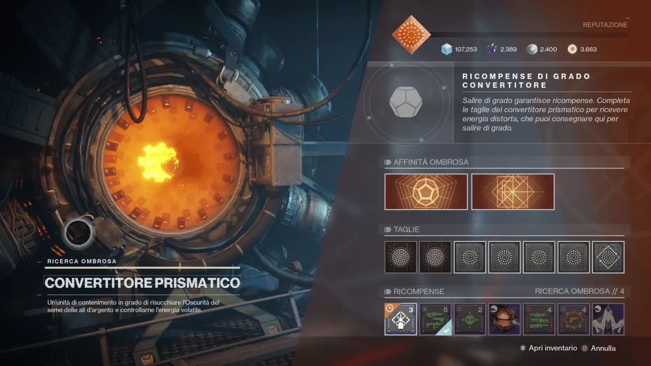 Destiny 2 convertitore prismatico