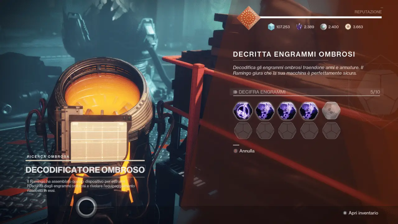 destiny 2 decodificatore ombroso