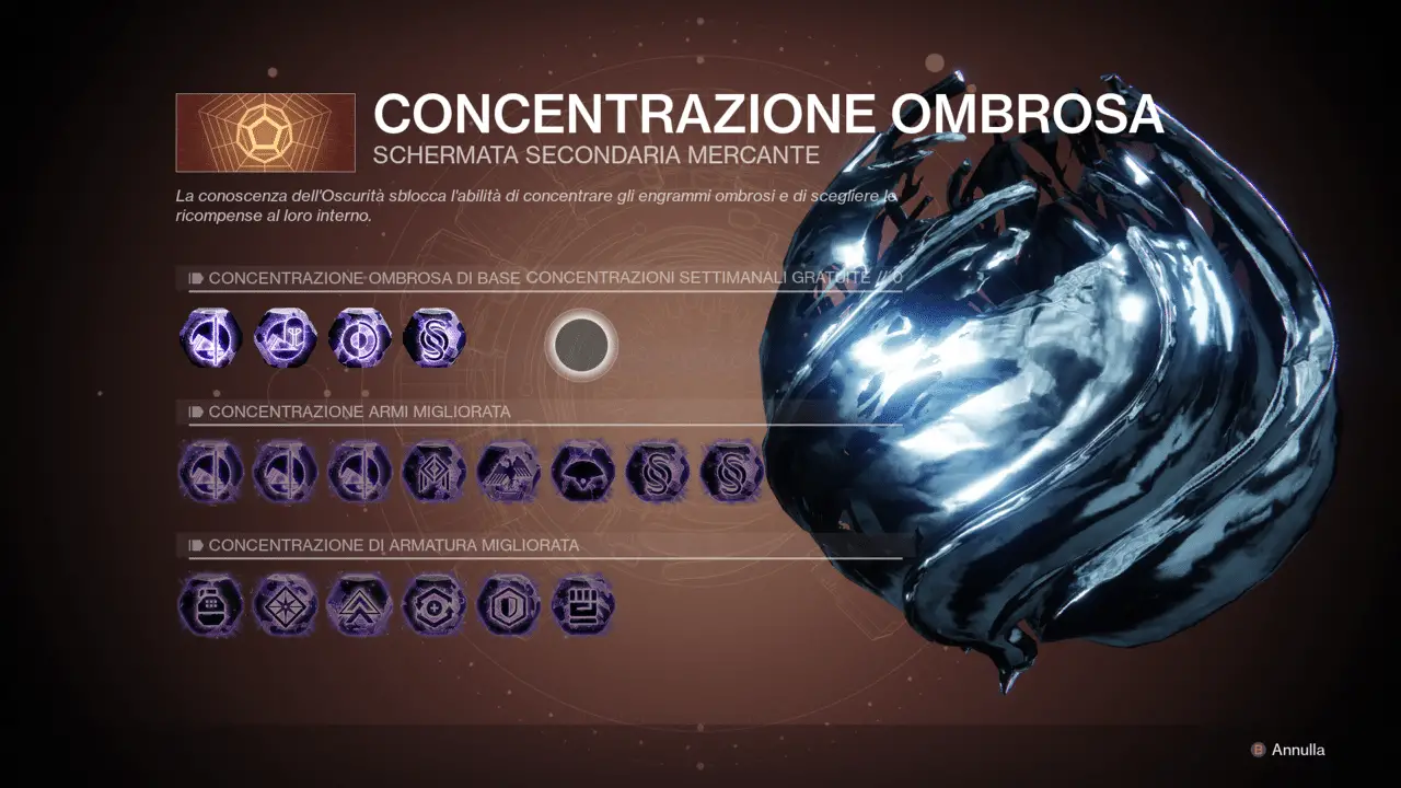 concentrazione ombrosa destiny 2