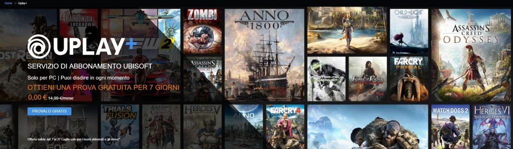 Uplay+ gratis su pc fino al 27 luglio Uplay+ ubisoft xbox game pass stadia