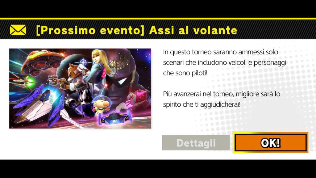 La notifica in-game, comprensiva di date per il torneo del weekend.