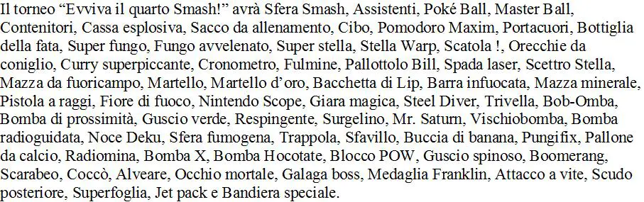 Super Smash Bros. Ultimate, lista di strumenti per "Evviva il quarto Smash!"