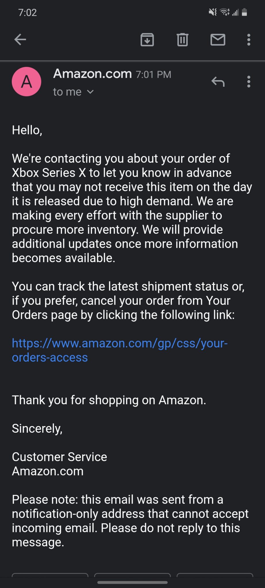 mail amazon xbox