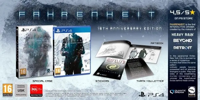 Fahrenheit: 15th Anniversary Edition presto su PlayStation 4