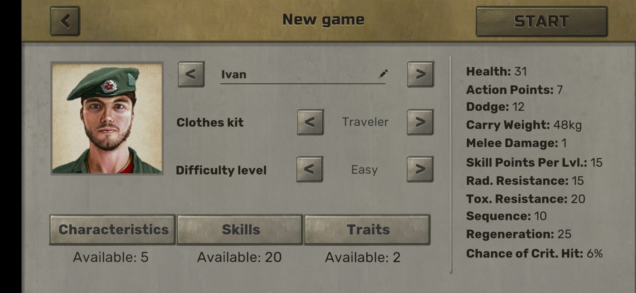 Atom RPG personaggio