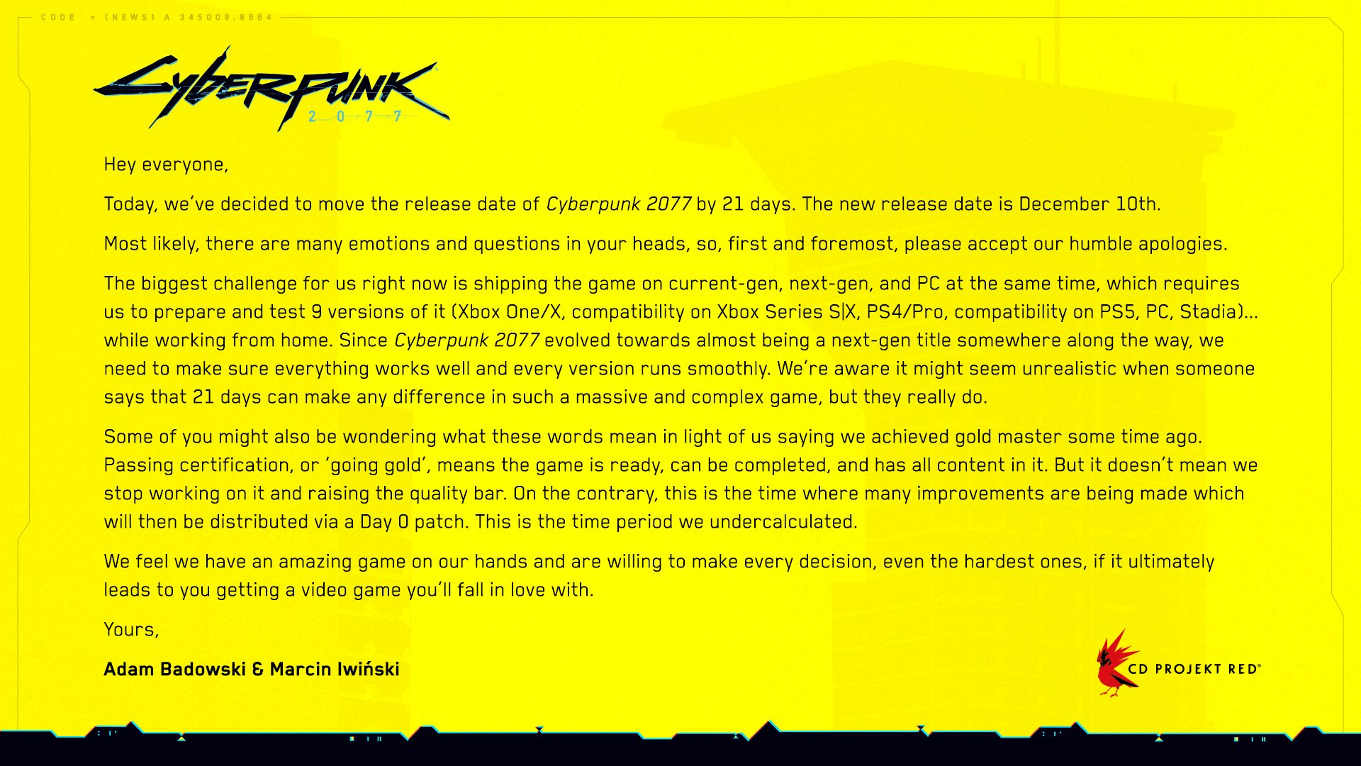 Cyberpunk 2077 rimandato dicembre