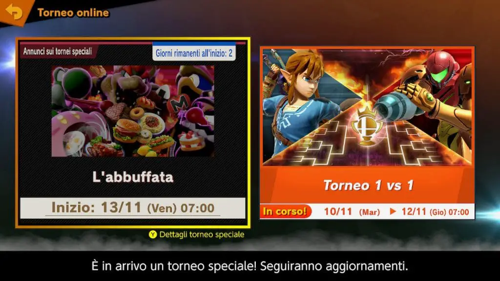 Super Smash Bros. Ultimate, torneo del weekend “L’abbuffata”