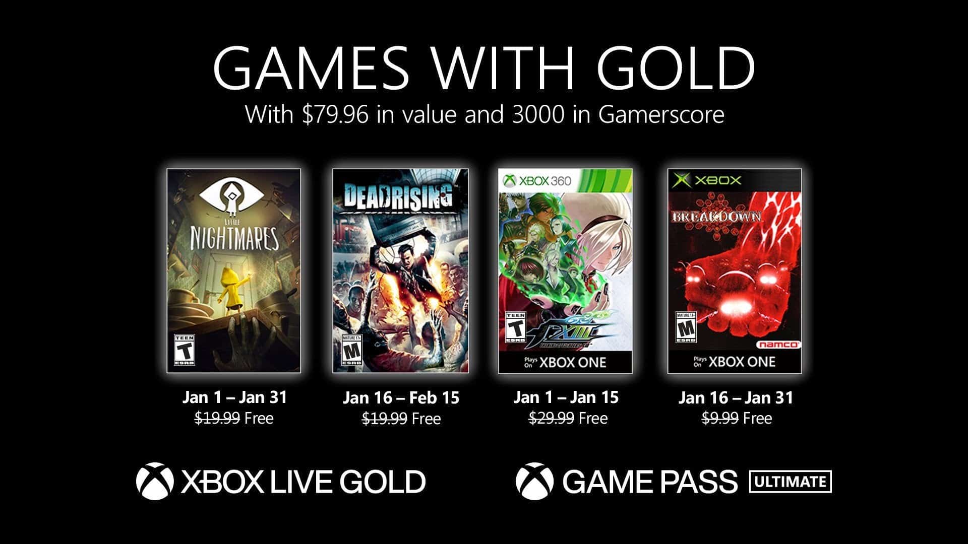 Games with Gold, ecco i giochi di gennaio