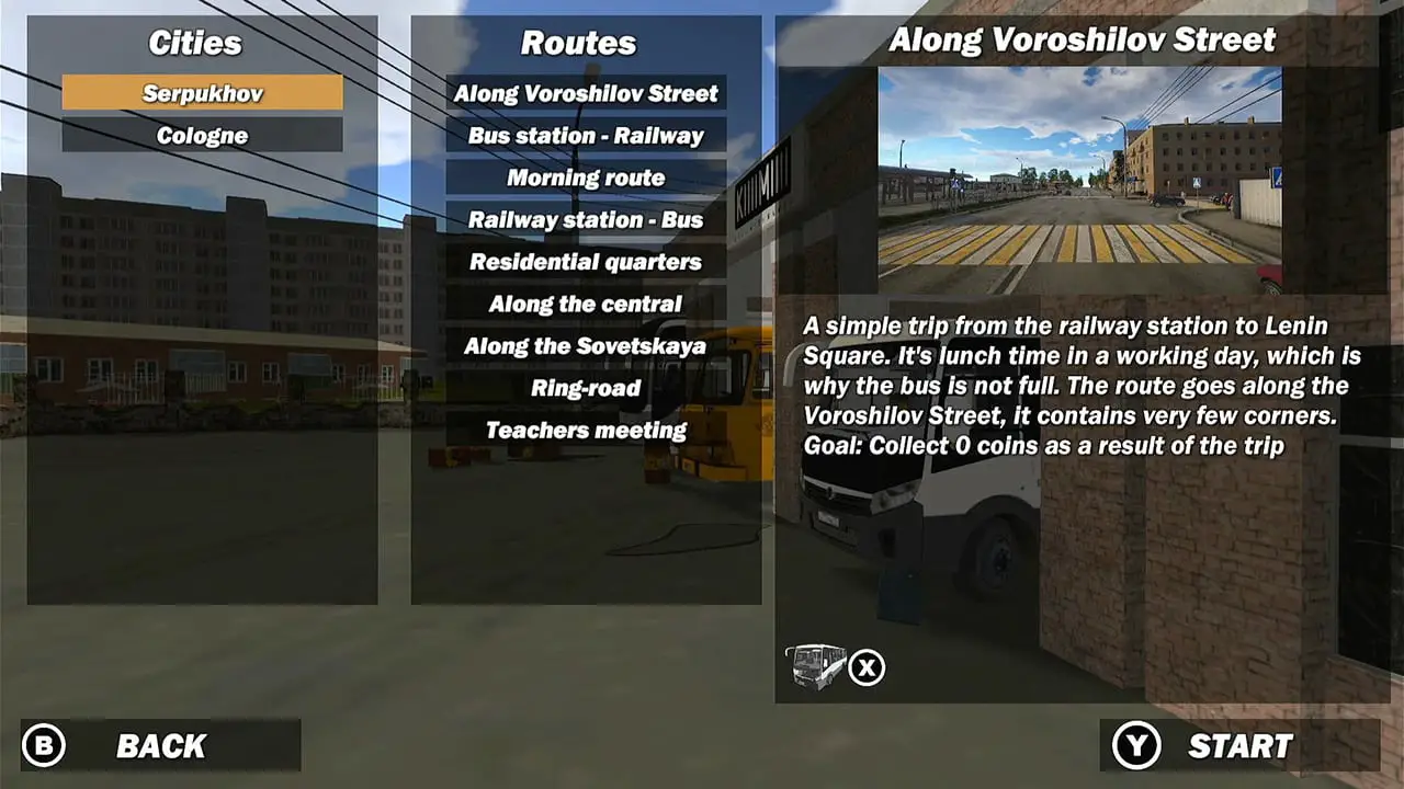 La selezione dei percorsi di Bus Driver Simulator