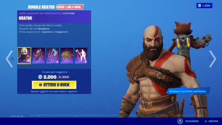 Fortnite, esce ufficialmente la skin di kratos