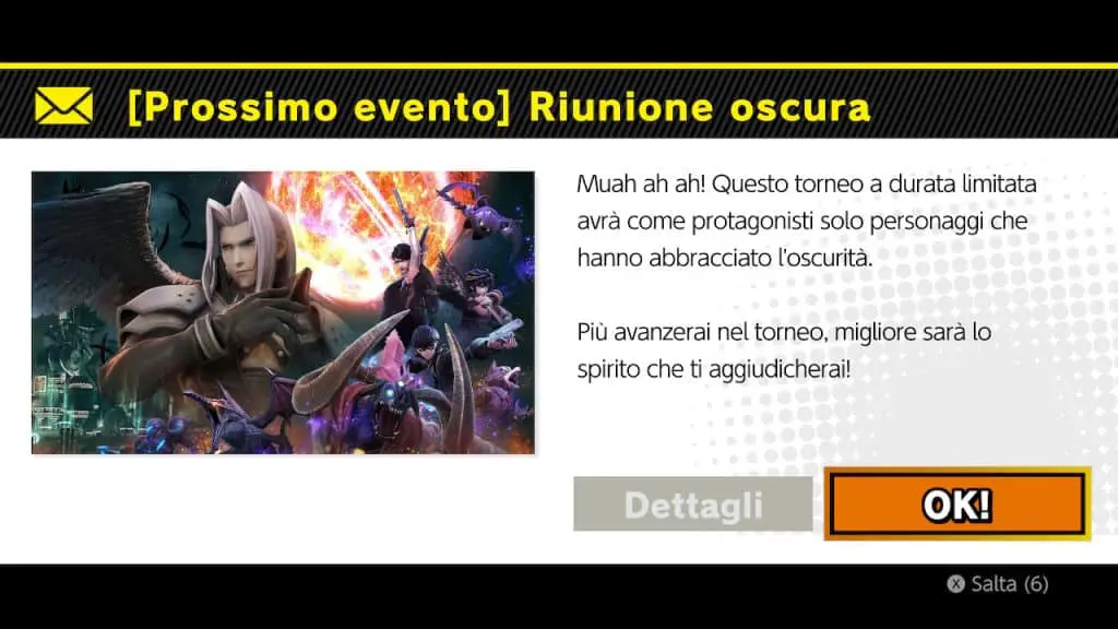 Super Smash Bros. Ultimate, torneo “Riunione oscura” e aggiornamento