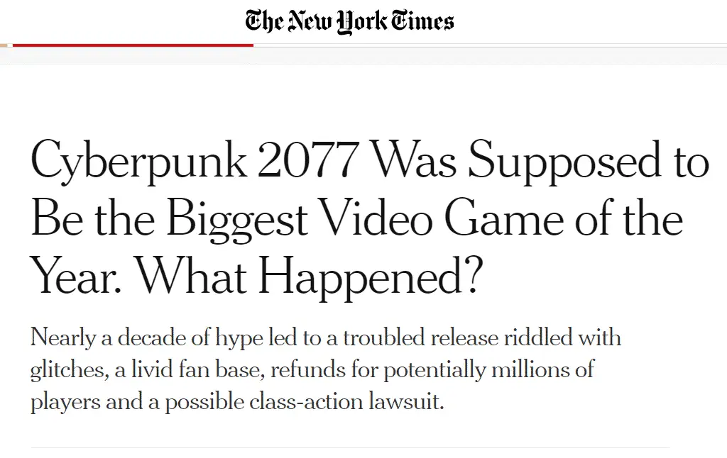 cyberpunk 2077 new york times