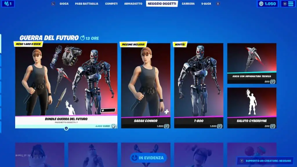 Fortnite, Terminator e Sarah Connor nel negozio oggetti