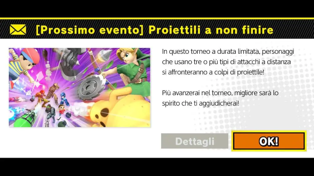 Super Smash Bros. Ultimate, torneo online “Proiettili a non finire”